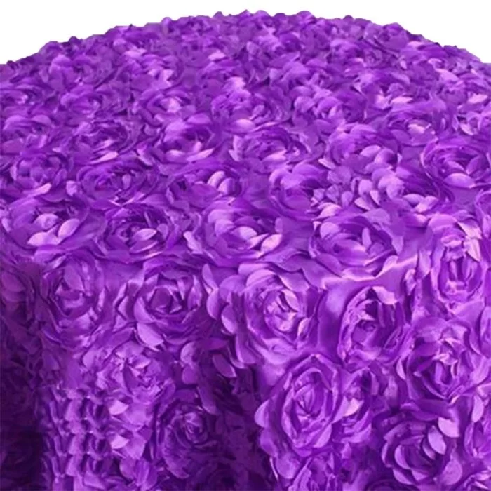 90'' Purple Rosette Tablecloth - Image 1