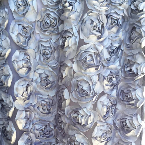 Silver Rosette Fabric 1M