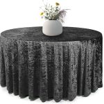 70" Black Crushed Velvet Tablecloth
