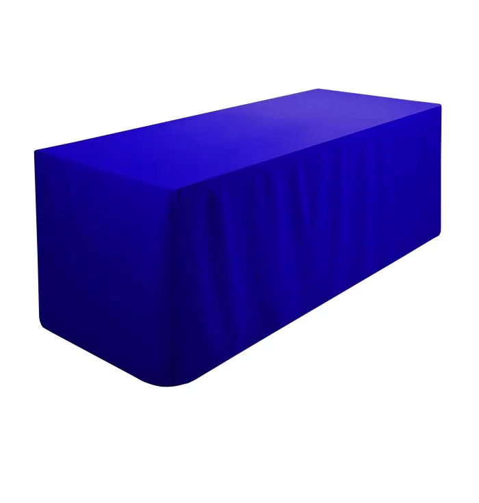 8FT Royal Blue Fitted Polyester Tablecloth - Image 1
