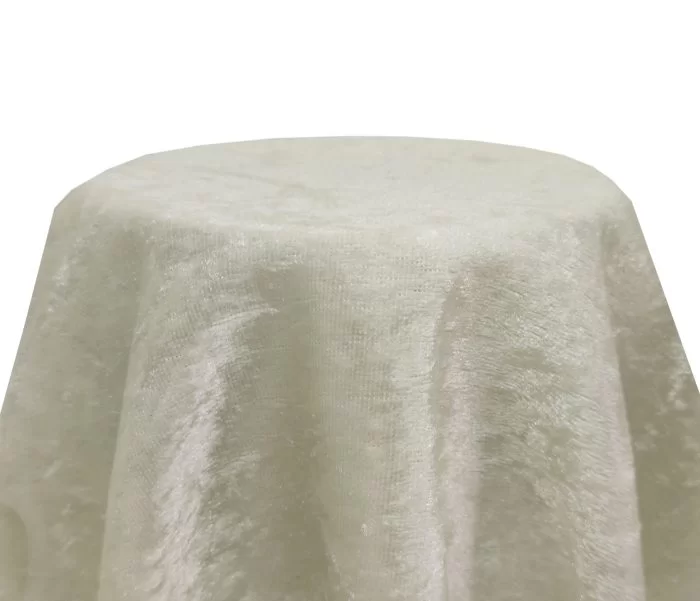 120" Ivory Crushed Velvet Tablecloth - Image 1