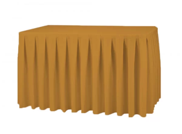 Mustard Gold Fitted Polyester Cloth with Table Skirt - Image 1