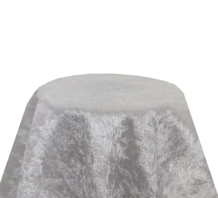 54'' Silver Crushed Velvet Tablecloth - Image 1