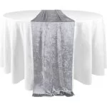 12" x 108" Silver Crushed Velvet  Table Runner