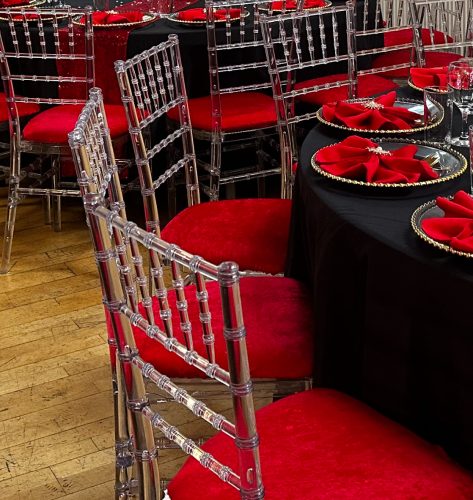 Red Crushed Velvet Chiavari Chair Removable Pad Cover photo review