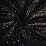 A stunning black sequin tablecloth, ideal for upscale events, gala dinners, and luxurious celebrations.