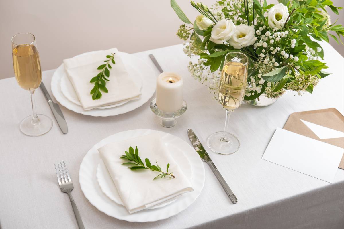 White Napkin on Table for Decoration