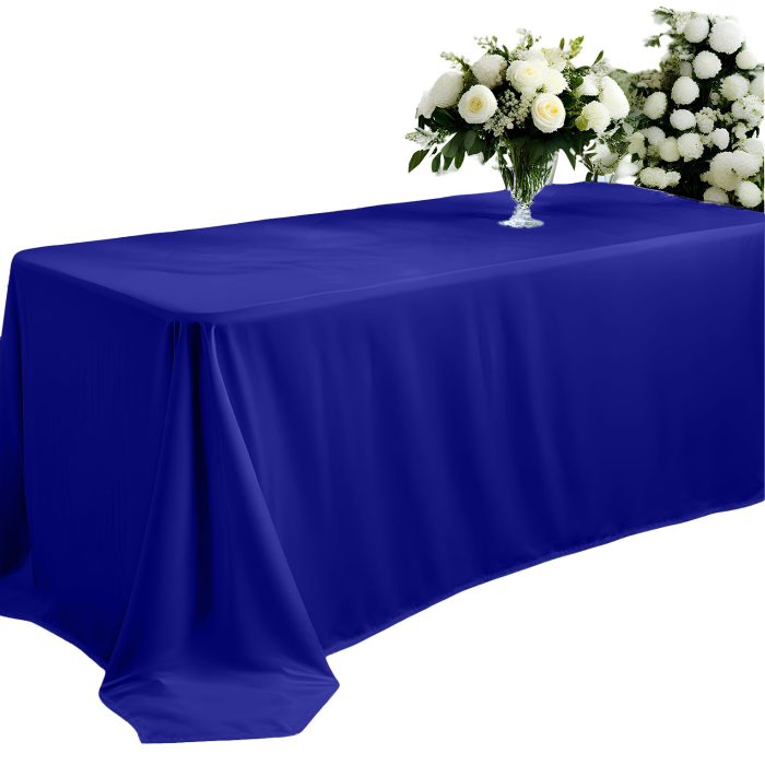 70'' x 108'' Royal Blue Polyester Tablecloth - Image 8